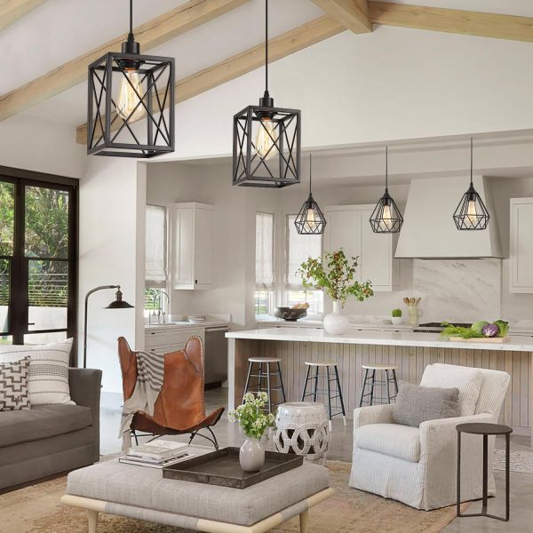 Black Pendant Lighting Modern Pendant Light, Adjustable Pendant Light Fixture,Pendant Lights Kitchen IslandLight (1 Pack Square Pendant Light) - Image 4