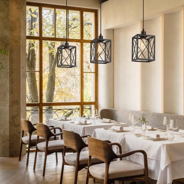 Black Pendant Lighting Modern Pendant Light, Adjustable Pendant Light Fixture,Pendant Lights Kitchen IslandLight (1 Pack Square Pendant Light) - Image 5
