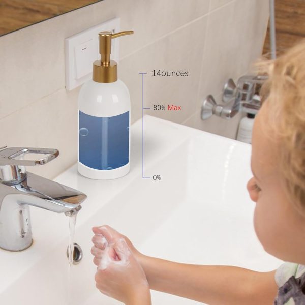 Natheeph 14OZ Ceramic Soap Dispenser Ceramic Soap Pump Dispenser Can Fill Liquid for Bathroom/Kitchen (White) - Image 3