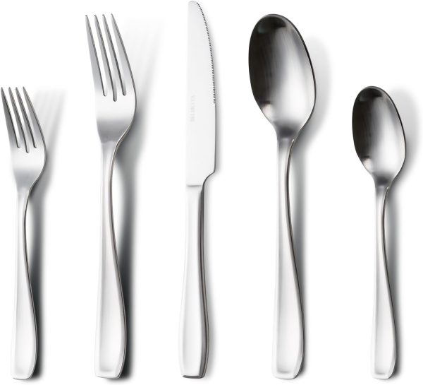 Silverware Set for 4, 20 Piece Heavy Duty Stainless Steel Flatware Set, Satin Finish Cutlery Utensil Set, Dinner Fork Knife Spoon Tableware Set for Home Kitchen, Dishwasher Safe, Matte Silver