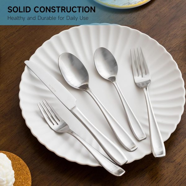 Silverware Set for 4, 20 Piece Heavy Duty Stainless Steel Flatware Set, Satin Finish Cutlery Utensil Set, Dinner Fork Knife Spoon Tableware Set for Home Kitchen, Dishwasher Safe, Matte Silver - Image 7