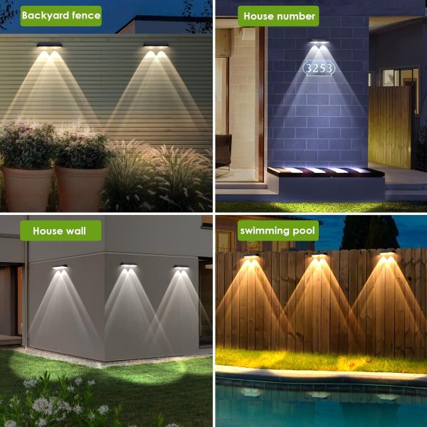Solar Fence Lights Outdoor - 2700/4000/6000K 3 Mode, IP65 Waterproof Fence Solar Lights Outdoor, Fence Light Solar Powered for Outside, Backyard/Railing/Step/Patio/Stair Railings and Wall (8 pack) - Image 6