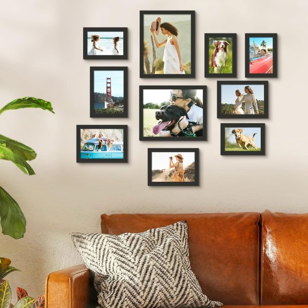 10 Pack Picture Frames Collage Wall Decor for Mounting or Tabletop Display, Photo Gallery Frame Set for Family, Multi Sizes Including 8x10, 5x7, 4x6, Black - Image 4