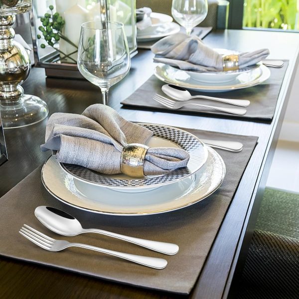 Wildone 20-Piece Silverware Set, Stainless Steel Flatware Cutlery Set Service for 4, Tableware Eating Utensils Include Knife/Fork/Spoon, Mirror Polished, Dishwasher Safe - Image 7